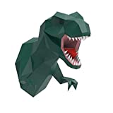 ENDARK T-Rex Head Wall Decor, DIY Papercraft Cardboard Animal 3D Head Wall Mount Tyrannosaurus Rex Paper Trophy (Green)