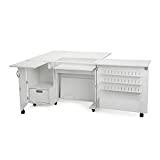 Arrow K8411 Wallaby Kangaroo Sewing, Cutting, Quilting, Crafting Cabinet and Table, Includes Storage and Airlift, Portable with Wheels White Ash Finish