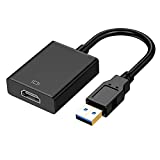 KUPOISHE USB to HDMI Adapter for Monitor Windows 11 / 10 / 8, HDMI USB Converter for Laptop Mac MacBook pro, USB 3.0 USB 2.0 HDMI Cable Multiple Monitors for Desktop PC TV, Black