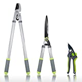 Altdorff Combo Pruning Shears Gardening Tools,3PCS Garden Shears Set include Loppers, Hedge Shear, Bypass Pruner, Professional Tree & Shrub Care Kit