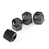 JUSTTOP 4 Pack American Flag Car Tire Valve Stem Caps, Anti-Rust Airtight Universal Valve Stem Covers for Cars, SUVs, Bike, Trucks and Motorcycles, Car Wheel & Tire Exterior Accessories(Black Gray)