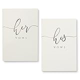 UNITED ESELL Ivory Wedding Vow Books His and Hers – Black Foil Bride and Wedding Notebook with 28 Pages - 5,9' x 3.9' – Vow Renewal - Bridal Shower Gifts - Time Capsule Love Letter (Black)