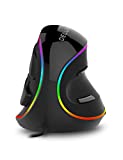 DeLUX Ergonomic Mouse, Wired Large RGB Vertical Mouse with 6 Buttons, Removable Wrist Rest, 4000DPI and On-Board Software Reduce Hand Strain, for Carpal Tunnel(M618Plus RGB-Black)