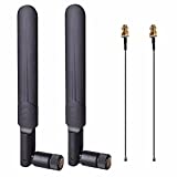 2 x 8dBi WiFi RP-SMA Male Antenna 2.4GHz 5.8GHz Dual Band +2 x 15CM U.FL/IPEX to RP-SMA Female Pigtail Cable for Mini PCIe Card Wireless Routers, PC Desktop, Repeater, FPV UAV Drone and PS4 Build