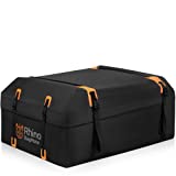 BAGMATE Military-Grade Waterproof Rooftop Bag - Rooftop Cargo Carrier – 19 Cubic Ft. with 4 Door Hooks, Zipper/Buckle Closure, Extra Strap – Black Roof Bag for Cars with or Without Rack