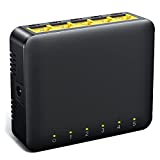 5-Port Gigabit Ethernet Switch, Unmanaged Ethernet Splitter for Office/Home/Dormitory,Home Network Hub, Unshielded Network Switch, Fanless Quiet, Plug and Play, Plastic Case