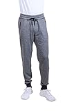 Brooklyn Athletics Men's Fleece Jogger Pants Active Zipper Pocket Sweatpants, Black Marl, Small