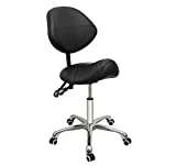 Grace & Grace Professional Saddle Stool Series with Backrest Hydraulic Swivel Comfortable Ergonomic with Heavy Duty Metal Base for Clinic Dentist Spa Massage Salons Studio (Without Footrest, Black)
