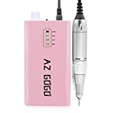 30000RPM Portable Nail Drill Machine, AZ GOGO Professional Rechargeable Electric Efile Nail Drill for Acrylic Nails, Manicure/Pedicure, Polishing, Cuticle - Salon or Home Use（Pink）