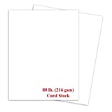 White Thick Paper Cardstock - for Business Card, Art, Invitations, Stationary Printing | 80 lb Card Stock | 8.5 x 11 inch | Heavy Weight Cover Stock (216 gsm) | 8 1/2 x 11 | 50 Sheets Per Pack