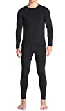 WEERTI Thermal Underwear for Men, Long Johns Base Layer Fleece Lined Top Bottom (Black XL)