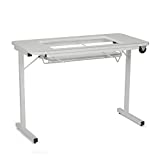 Arrow 611 Gidget II Folding Sewing, Cutting, Quilting, and Craft Table, Portable with Wheels and Lift, White Finish