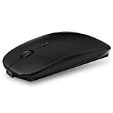 QIJIAYI 2.4GHz Wireless Bluetooth Mouse, Dual Mode Slim Rechargeable Wireless Mouse Silent USB Mice, 3 Adjustable DPI,Compatible for Laptop Windows MacBook Android MAC PC Computer (Black)