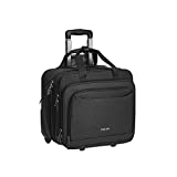 MOSISO Rolling Laptop Bag Case for Women Men,Rolling Computer Bag for 15.6 inch with Combination Lock,Expandable Overnight Rolling Laptop Briefcase on 2 Wheels with Belt for Work Travel Business,Black