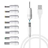 LANMU USB to DC Power Cable,Universal 5V DC Jack Charging Cable Power Cord with 9 Interchangeable Plugs Connectors Adapter Compatible with Massage Wand,Router,Speaker and More Devices