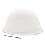 Losaria Holes Opened Highlight Cap Frosting Tipping Silicone Highlights Hairstyle Highlighting Cap for Hair Dyeing DIY at Home Salon Reusable with Hook Kit, White, 7.87*12.20