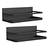 Hoopoton Magnetic Spice Rack, Super Strong Magnet Shelf Easy to Install on The Side of Refrigerator Space Saving (Black, 2 PACK)