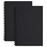 LABUK 2 Pack A5 Spiral Notebook 100 Pages Blank Sketchbook Pad Unlined Notebooks Soft Cover Kraft Journal 8.3'x 5.5' Memo Notepads Diary Planner, 50 Sheets for School Office Travel (Black)