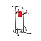 Retrospec Power Tower for Functional Fitness Home Gym Strength Trainer; Red Pads, (Model: 3431)