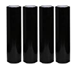 Stretch Wrap Industrial Strength 18' x 1000 Ft - 80 Gauge Thick (20 Micron) Black Cling Plastic Pallet Supplies | Durable Self - Adhering Packing Moving Packaging Shrink Film (Black, 4 Pack)