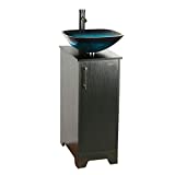 Small Bathroom Vanity,Pedestal Cabient with Storage,13 inch Black Bathroom Vanity and Sink Combo,Artistic Tempered Glass Vessel Sink Combo w/Chrome Faucet & Solid Brass,Single