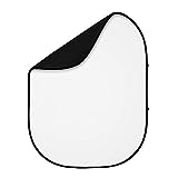 Fovitec Reversible Black and White Double-Sided Muslin Pop-Up Backdrop 5'x6.5' for Headshot and Portrait Photography, Vlogging and Video Conferencing