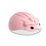 Wireless Mouse Cute Animal Hamster Shape Cartoon Silent Computer Mice,1200DPI Quiet Portable Mobile Optical Travel Mute Cordless Mouse for PC Laptop Computer Notebook MacBook for Kid Gift(Pink)