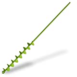 32' x 2' Upgraded Elongated Auger Drill Bit- No Need to Squat Post Hole Digger,100% Solid Barrel Extended Length Intensive Blades Heavy Duty Green Auger Drill Bit for Planting for 3/8' Hex Drive Drill