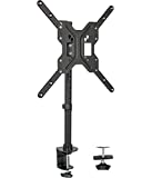 VIVO Black Ultra Wide Screen TV Desk Mount for up to 55 inch Screens, Full Motion Height Adjustable Single Television Stand, STAND-V155C