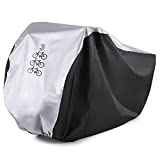 Maveek Bicycle Cover for 3 Bikes Waterproof Outdoor Storage Cycle Protection UV Rain Snow Proof Tarp Tent Shed for Bikes All Weather Dust Dirt Resistant Winter Summer Indoor Garage (Sliver/Black)