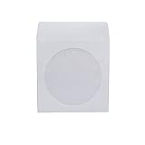 Maxtek 1,000 Pieces White Paper CD DVD Sleeves Envelope Holder with Clear Window and Flap, 80g Economy Weight.