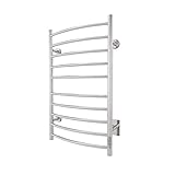 Odass | Towel Warmer with Timer | Built-in Timer with Led Indicators | 3 Timer Modes: ON/Off, 2 H, 4 H | Wall Mounted | 10 Curved Bars | (Chrome)