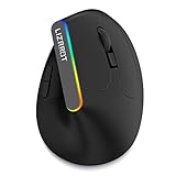 Wireless Ergonomic Mouse, RGB Vertical Mouse,800-1600 DPI, 6 Buttons Rechargeable 2.4G USB Mouse for Laptop, Desktop, PC, MacBook - Black