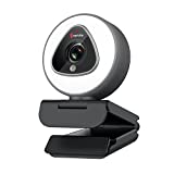 Streaming Webcam with Ring Light - 1080P Autofocus Computer Camera with Microphone Adjustable Brightness Digital Zoom Webcams for Xbox Twitch Gaming USB PC Web Camera for PC Laptop Desktop