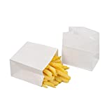 Bag Tek 3.75' x 2.25' x 3.75' Paper Bags For Snacks, 100 Small French Fry Bags - Disposable, Greaseproof, White Paper Kraft Snack Bags, For Popcorn, Cookies, Fries, And More, - Restaurantware