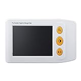 WeniChen 3.5 Inch Electronic Portable Video Aids Digital Magnifier Handheld Low Vision Reading Magnifier for Students, The Elderly in Reading, Newspapers, 2X-25X Zoom, AV/TV Output (White)