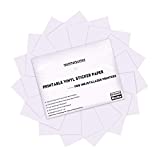 JANDJPACKAGING Printable Vinyl Sticker Paper - Waterproof Printable Vinyl for Laser & Inkjet Printer 15 Self-Adhesive Sheets - Matte White - Standard Letter Size 8.5'x11'