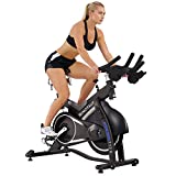 Sunny Health & Fitness ASUNA 7150 Minotaur Exercise Bike Magnetic Belt Drive Commercial Indoor Cycling Bike with 330 LB Max Weight, SPD Style / Cage Pedals and Aluminum Frame, Black