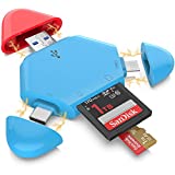 SD Card Reader, Magnetic Cap Triangle USB A/USB C/Mirco USB to Camera Memory Card Reader Trail Camera Viewer SD Card Adapter for PC/Laptop/OTG Android Phone/Tablet Supports SD/MicroSD/MMC/TF Cards