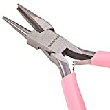 SUNNYCLUE 4.5 Inch Pink Round Concave Pliers Wire Looping Pliers Mini Precision Pliers Wire Bending Tools for DIY Jewelry Making Hobby Projects