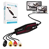 DIGITNOW USB 2.0 Video Capture Card Device Converter, Easy to Use Capture, Edit and Save Analog Video to Digital Files for Your Mac OS X or Windows 7 8 10 PC, One Touch VHS VCR TV to DVD