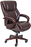 La-Z-Boy Bellamy Bonded Leather Executive Office Chair with Memory Foam Cushions, Brown