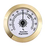 Cigar Hygrometer, Anync Round Hygrometer for Cigar Humidor, Cigar Box/Cigar Cabinet 2 inch Diameter Gold