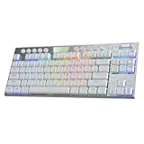 Redragon K621 Horus TKL Wireless RGB Mechanical Keyboard, 5.0 BT/2.4 Ghz/Wired Three Modes 80% Ultra-Thin Low Profile Bluetooth Keyboard w/Dedicated Media Control & Linear Red Switches, White