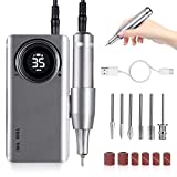 Professional Electric Nail Drill Machine, Portable Rechargeable 35000RPM Nail Drill for Acrylic Gel Nails, Manicure Pedicure Polishing Shape Tools for Home and Salon Use,Grey