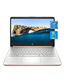 HP 14 Laptop, Intel Celeron N4020, 4 GB RAM, 64 GB Storage, 14-inch HD Touchscreen, Windows 10 Home, Thin & Portable, 4K Graphics, One Year of Microsoft 365 (14-dq0070nr, 2021, Pale Rose Gold)
