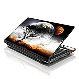 LSS 15 15.6 inch Laptop Notebook Skin Sticker Cover Art Decal Fits 13.3' 14' 15.6' 16' HP Dell Lenovo Apple Asus Acer Compaq (Free 2 Wrist Pad Included) Earth and Moon Eclipse