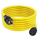 Houseables Generator Cord 30 Amp 4 Prong, Generators Extension, 25 Ft, 125-250v, 7500 watt max Rating, UL CUL, NEMA L-14-30P, Rubber, 10 Gauge, Heavy Duty, L14-30, Transfer, Power Cable, Locking