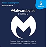 Malwarebytes Premium 4.5 Latest Version 2022 Antivirus Software | 5 Device 1 Year (PC, Mac, Android) [software_key_card]