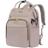 EMPSIGN 15.6-16.2 Inch Laptop Backpack for Women Water Repellent Back Pack with USB Port & RFID Blocking, Casual Light Weight College Student Book Bag for Travel School Work/ Light Dusty Pink